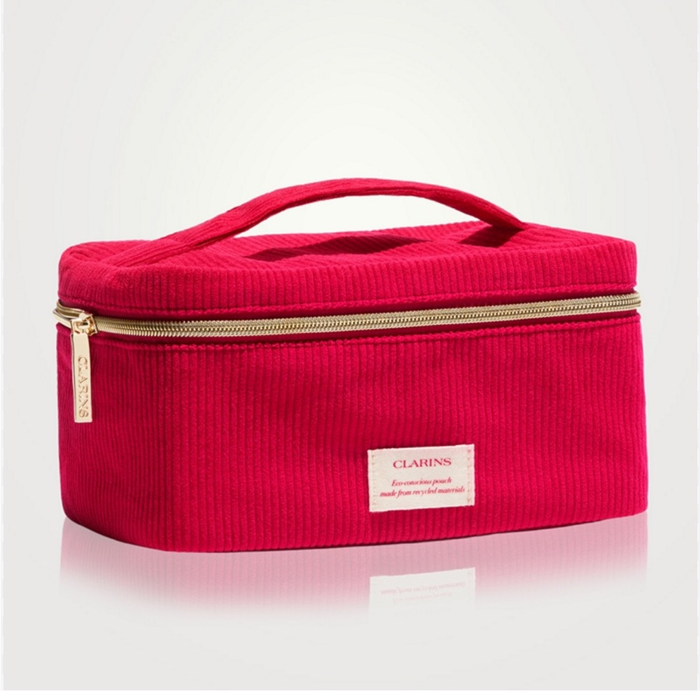 Clarins Gift with Purchase Bundle with Red Makeup Bag Mascara Eye Makeup Remover